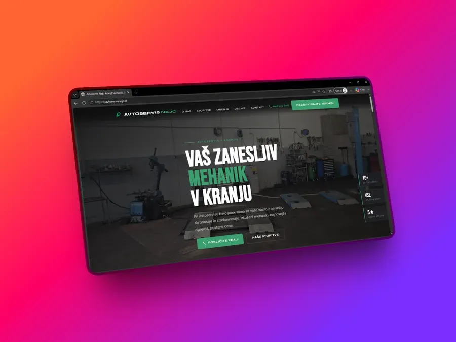 Avtoservis Nejc – spletna stran