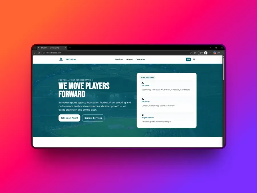 Brosbal Sports Agency – spletna stran