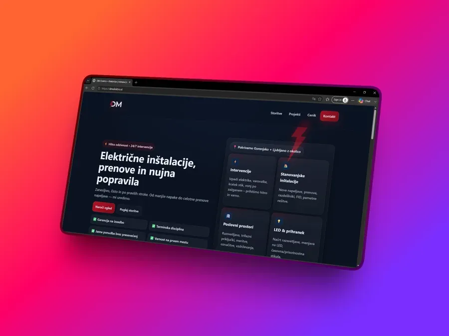 DM Elektro – spletna stran