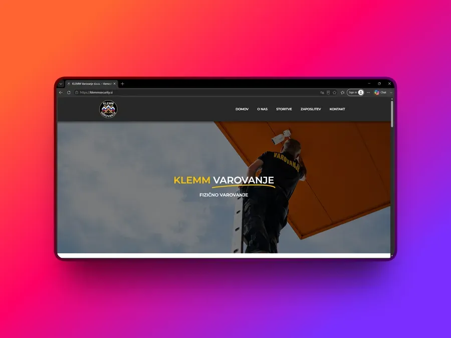 KLEMM Varovanje – spletna stran